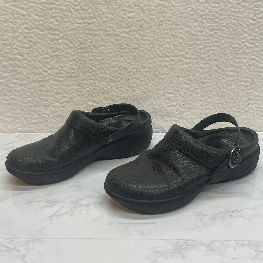 Dansko Shoes Womens Size 37 Black Embossed Leather Mary Jane Comfort Clogs Strap - Picture 6 of 10